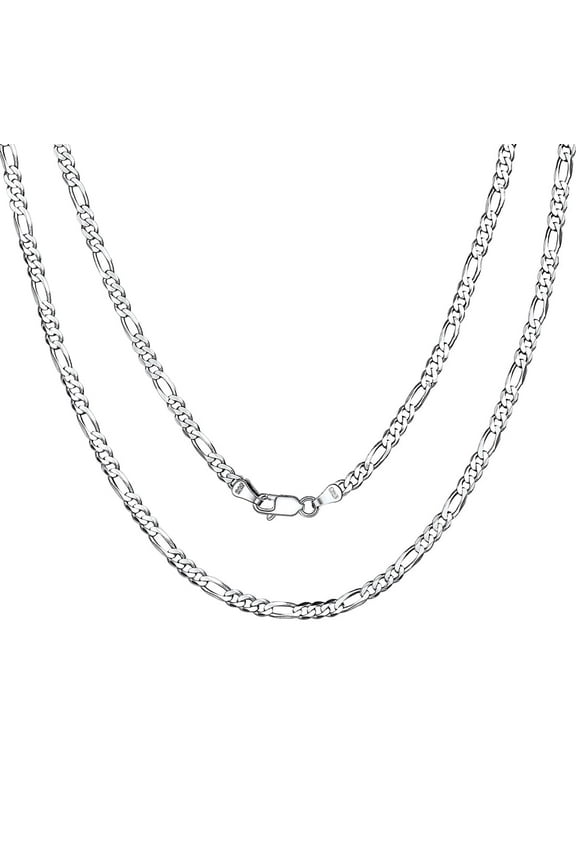 Solid 925 Sterling Silver Figaro Chain Men Women Necklace, 3mm/5mm, 14"-28", Jewelry Gifts for Men/Women