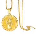 thumbnail image 1 of ChainsProMax St. Christopher Medal Necklace for Men, with Chain-22+2", Stainless Steel/Gold Plated/Black, 1 of 10