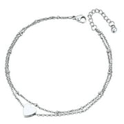 ChainsProMax Stainless Steel Ankle Bracelets for Women Layered Heart Charm Anklets Foot Chain Summer Boho Beach Gift
