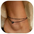 thumbnail image 1 of ChainsProMax Stainless Steel Black Ankle Bracelets for Women Layered Heart Charm Anklets Foot Chain Summer Boho Beach Gift, 1 of 7