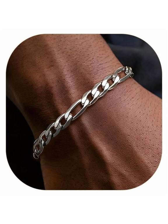 Stainless Steel Bracelet Figaro Wrist Chain 8.3inch Dad Gift Figaro Bracelets Men Fathers Day Jewelry Gift