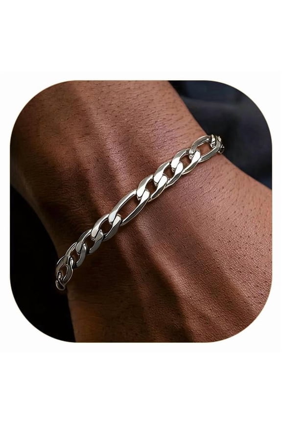 Stainless Steel Bracelet Figaro Wrist Chain 8.3inch Dad Gift Figaro Bracelets Men Fathers Day Jewelry Gift