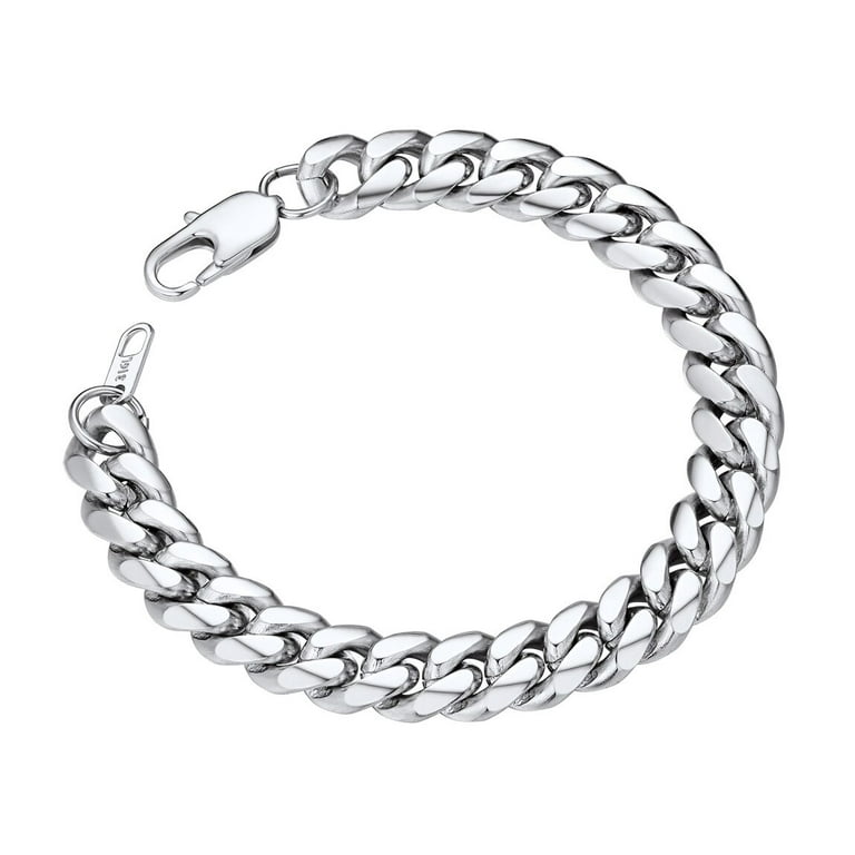 ChainsProMax Stainless Steel Bracelet Mens 10MM 21CM Chunky Bangles Biker  Wrist Bracelets 