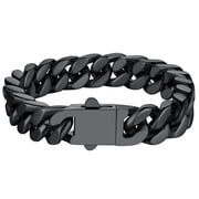 ChainsProMax Stainless Steel Chunky Thick Bracelets 12mm Wide 8.3inch Curb Chain Bracelet for Men Black Bracelet