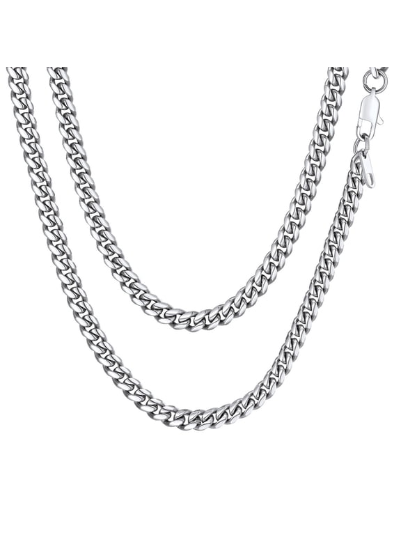 Stainless Steel Cuban Chain Necklace 20inch 6MM Men Link Curb Chain Mens Gifts Fathers Day Jewelry Gift