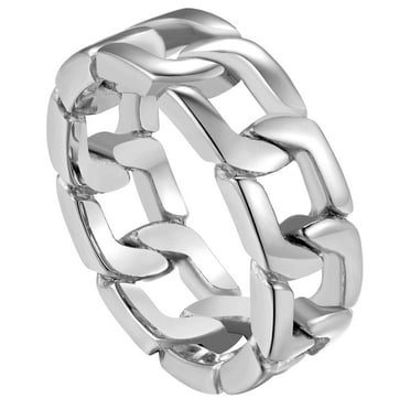 ChainsProMax Stainless Steel Men Rings Size 8 Steel Chain Link Spinner Rapper Rings for Men