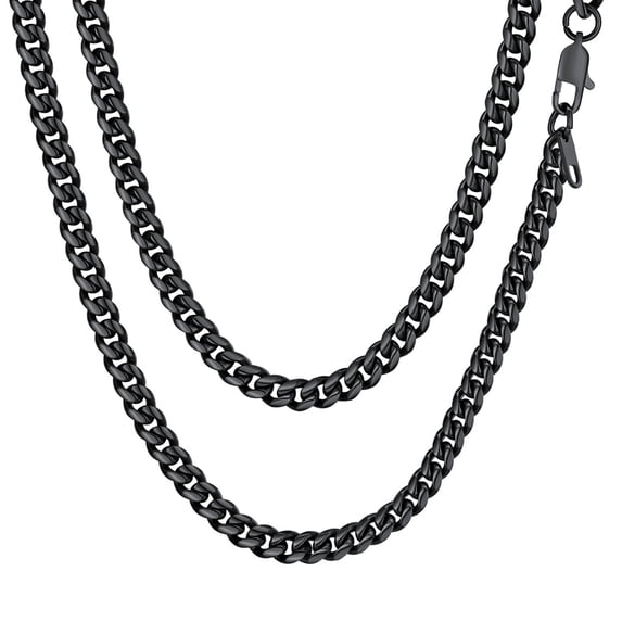 ChainsProMax Stainless Steel Necklace Curb Cuban Link Chain 20 Inch 6MM Mens Gifts Black
