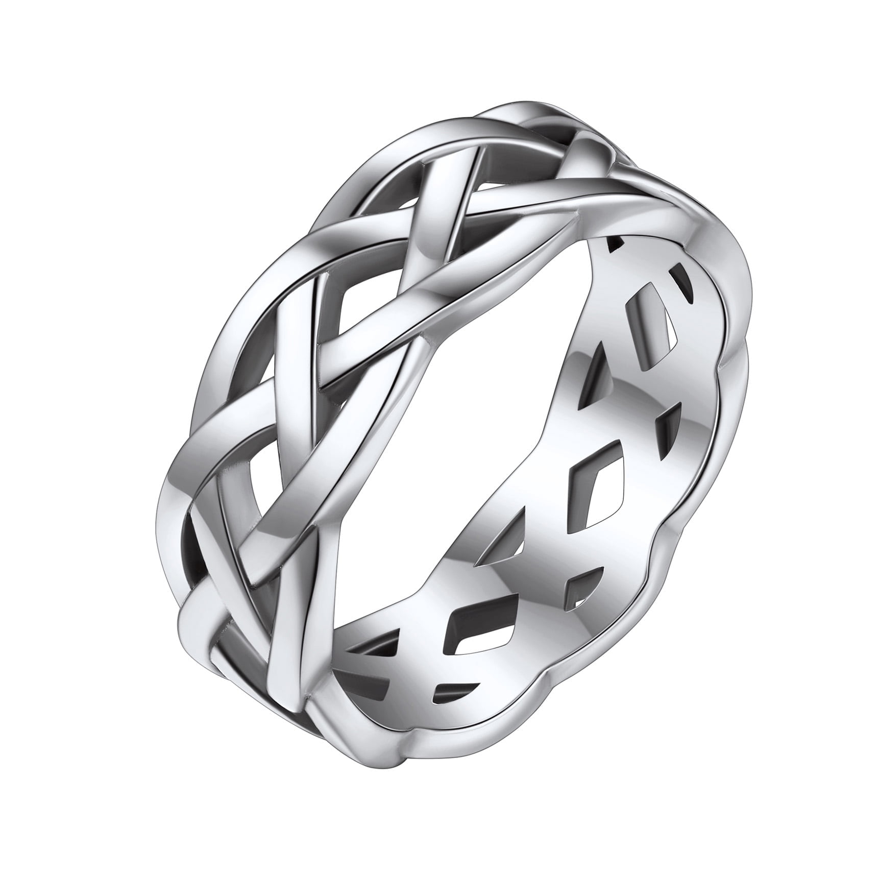 Men's 925 Sterling Silver Celtic Cross Endless Knot Signet Ring - Trinity Knot Band Design - View #4