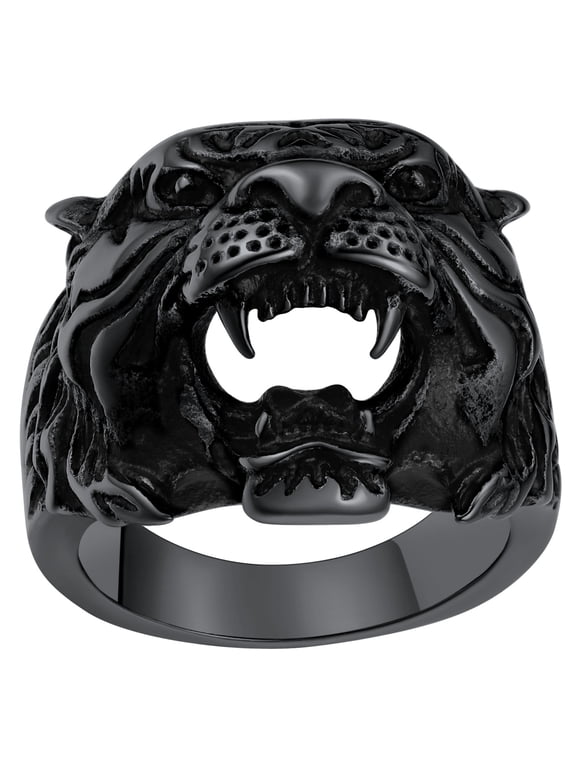 Stainless Steel Rings Men Tiger Jewelry Punk Rings for Guy Rings
