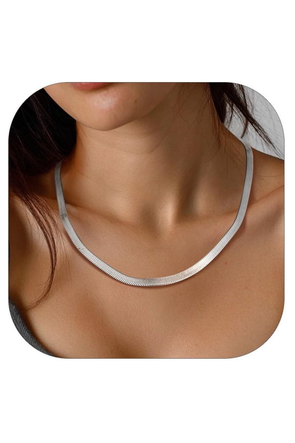 Stainless Steel Snake Choker Necklace Women 15 inch+9cm Chic Dainty Choker Chain Layered Necklace