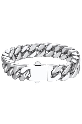 Men Thick Bracelets 12mm 8.3inch Cuban Link Bracelet Stainless Steel Fathers Day Jewelry Gift for Dad Son