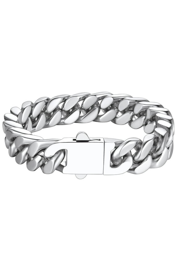 Men Thick Bracelets 12mm 8.3inch Cuban Link Bracelet Stainless Steel