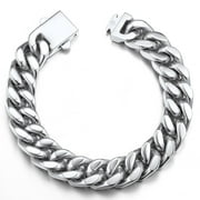 ChainsProMax Thick Bracelets 12mm Wide 8.3inch Minimal Cuban Link Bracelet for Men Stainless Steel Bracelet