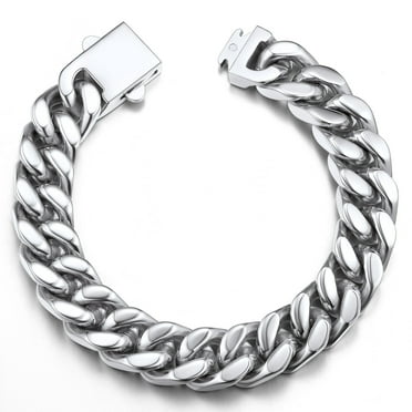 ChainsProMax Thick Bracelets 12mm Wide 8.3inch Minimal Cuban Link Bracelet for Men Stainless Steel Bracelet