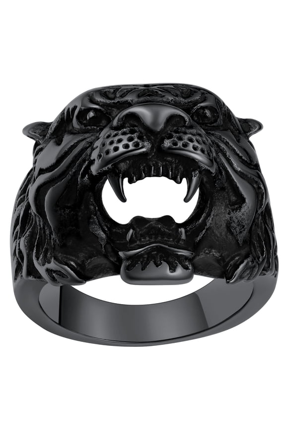 Tiger Rings for Mens Black Ring Stainless Steel Cool Mens Rings
