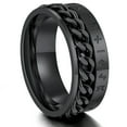 thumbnail image 1 of ChainsProMax Viking Rune Spinner Rings for Men/Women, Size #7-#14 Chain Link Fidget Ring, Black, 1 of 8