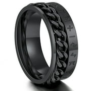 ChainsProMax Viking Rune Spinner Rings for Men/Women, Size #7-#14 Chain Link Fidget Ring, Black