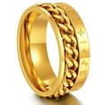 thumbnail image 1 of ChainsProMax Viking Rune Spinner Rings for Men/Women, Size #7-#14 Chain Link Fidget Ring, Gold Plated, 1 of 8