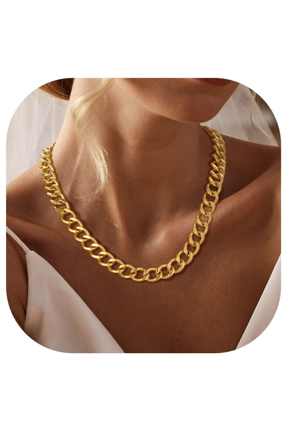 Women Chunky Chain Cuban Link Chain Necklace 12/16/20mm 18-20" Christmas Jewelry Gift