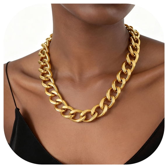ChainsProMax Women Chunky Chain Cuban Link Chain Necklace 12/16/20mm 18-20" Christmas Jewelry Gift