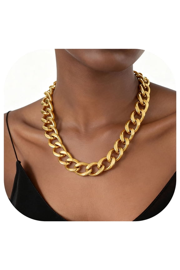 Women Chunky Chain Cuban Link Chain Necklace 12/16/20mm 18-20" Christmas Jewelry Gift