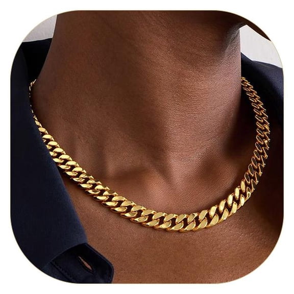 ChainsProMax Women Valentine's Day Gift Chunky Chain Stainless Steel Cuban Link Chain Necklace for Women