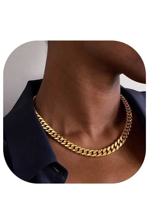 Women Valentine's Day Gift Chunky Chain Stainless Steel Cuban Link Chain Necklace for Women