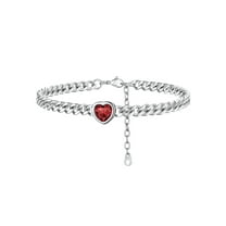 ChainsProMax Women Heart Anklets 5MM Cuban Link Birthstone Ankle Bracelet Jewelry Gift, Stainless Steel