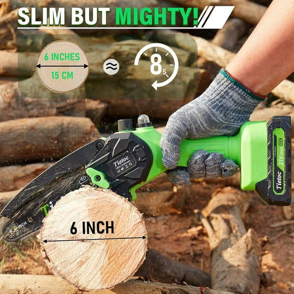 Chainsaw 6 Inch Mini Electric Chainsaw Cordless Battery Powered, Hand Held Saw for Wood/Trees Trimming, Sawzall for Household and Garden, Stocking Stuffers Gift for Men Dad Husband Gadget 2025