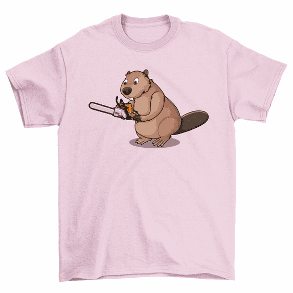 Chainsaw Beaver T-Shirt Funny Animal Woodworking Tee Men Women Unisex
