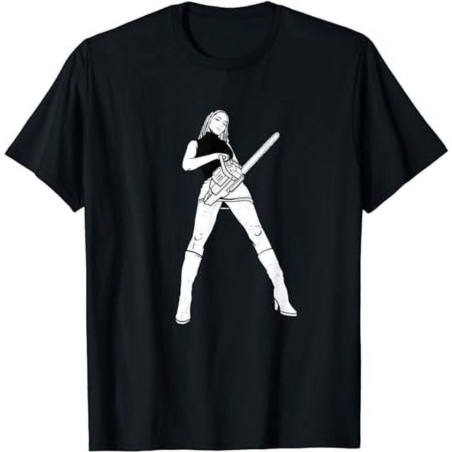 Chainsaw Black Girl Punk Goth Horror Fan Occult Rocker TShirt