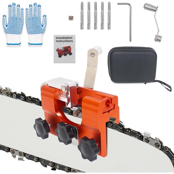 Chainsaw Blade Sharpener Jig Hand Held For 8" to 22" Chainsaw Blades | Hand Held Chainsaw Sharpening Jig with 5PCS Sharpening Stones Suitable