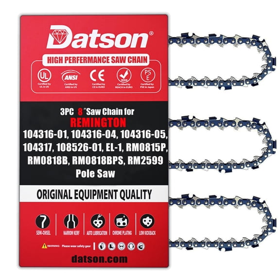 Chainsaw Chain 8 Inch 3/8" LP Pitch .043" Gauge 34 Drive Links Fits REMINGTON 104316-01, 104316-04, 104316-05, 104317, 108526-01, EL-1, RM0815P, RM0818B, RM0818BPS, RM2599 Pole Saw, R34 (3 Chains)