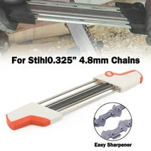 Chainsaw Chain Sharpener 2 in 1 Easy File Sharpening Grinder Tools For STIHL .325" 4.8mm, File and Depth Gauge File in One Ergonomic Tool (White&Orange)