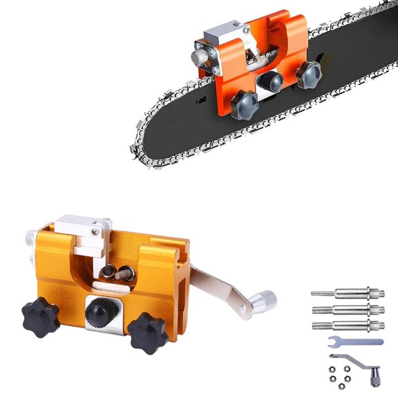 Chainsaw Chain Sharpener, Universal Hand-Cranked Sharpening Jig with 3 Grinding Rods, Portable No Power Tools Needed for Electric Saw Lumberjack