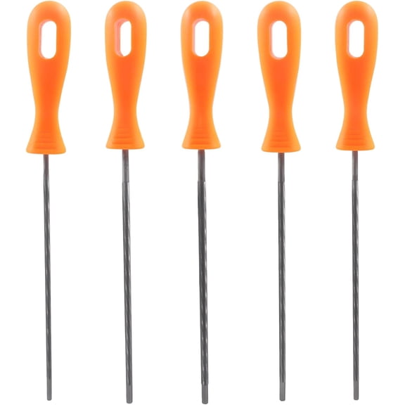 Chainsaw Chain Sharpening File, 5 Pcs Round Steel Chain Saw Sharpener Files Tool with Plastic Handle(5/32 inch,11/64 inch,3/16 inch,1/5 inch and 7/32 inch)