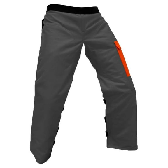 Chainsaw Chaps for Men - Adjustable Belt - Chain Saw Chaps for Men, Apron Style W/Pocket, Chainsaw Safety Equipment (Grey/Orange, 37")
