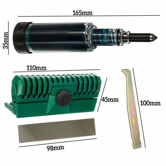 Chainsaw Guide Bar Maintenance Kit - Rail Dresser, Grease Tool, Cleaner - 4 Piece Set for Bar Groove Cleaning and Sharpening