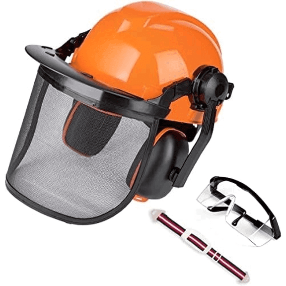 Chainsaw Helmet with Safety Face Shield and Ear Muffs, Helmet for Chainsaw Use, Safety Helmet Removable Anti-Fog Goggles by$$Tools