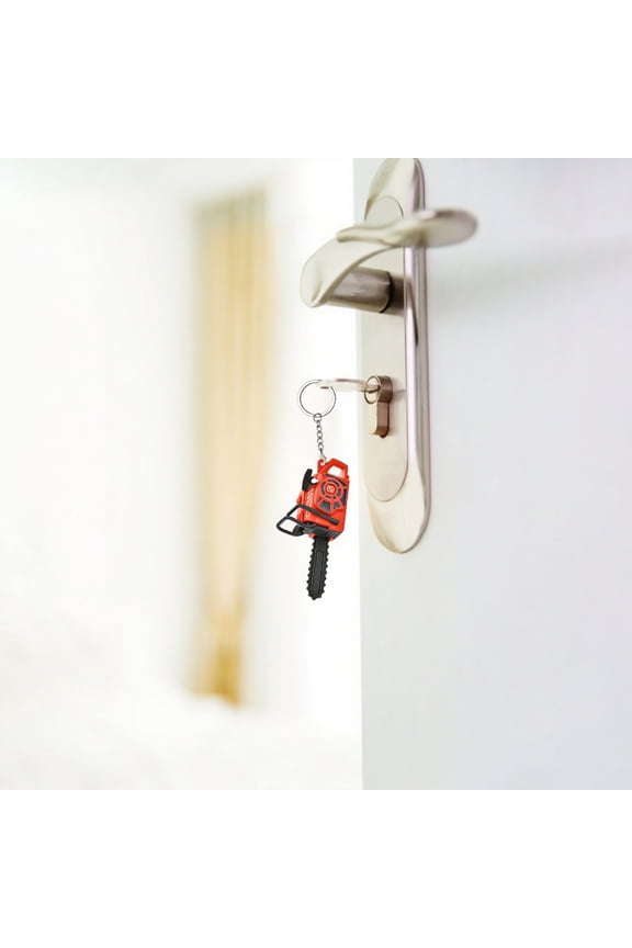 Chainsaw Keychain, Equipped with A Pullable Rope,Adjustable, Produces Sound,Woodworker's Outfit CoordinationRed