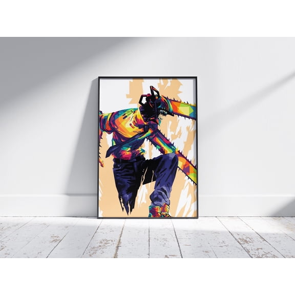 Chainsaw Man Anime Artwork Print Denji Manga Minimalist Japanese Poster Wall Hanging Decor Makima Devil Hunter Art Gift For Anime Fan