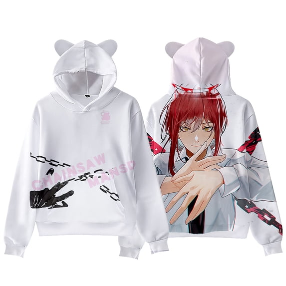 Chainsaw Man Autumn Cat Ears Hoodies Boys/Girls Cute Hooded Sweatshirts Pullover 3D Print Comic Hooded