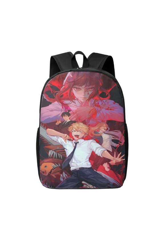 Chainsaw Man Backpack 17 Inch Large Capacity Casual School Bag Lightweight Daypack Laptop Bag Travel Hiking Camping