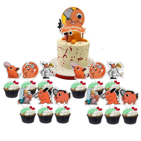 Chainsaw Man Cake Topper CupcakeS Set Birthday Party Supplies Decoration Decor Kit