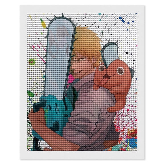 Chainsaw Man Diamond Art Kits for Adults 5D Diamond Art , DIY Paint with Round Full Drill Diamonds Paintings Gem Art for Home Wall Decor Gift 16"x20"