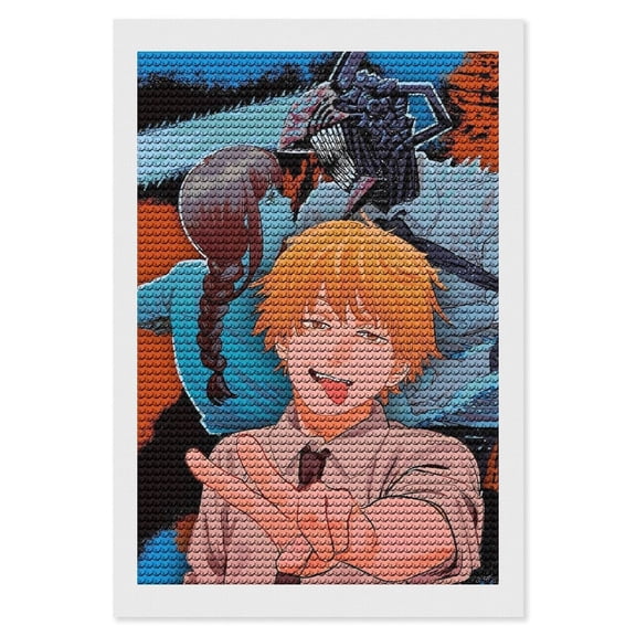 Chainsaw Man Diamond Art Kits for Adults 5D Diamond Art , DIY Paint with Round Full Drill Diamonds Paintings Gem Art for Home Wall Decor Gift 8"x12"