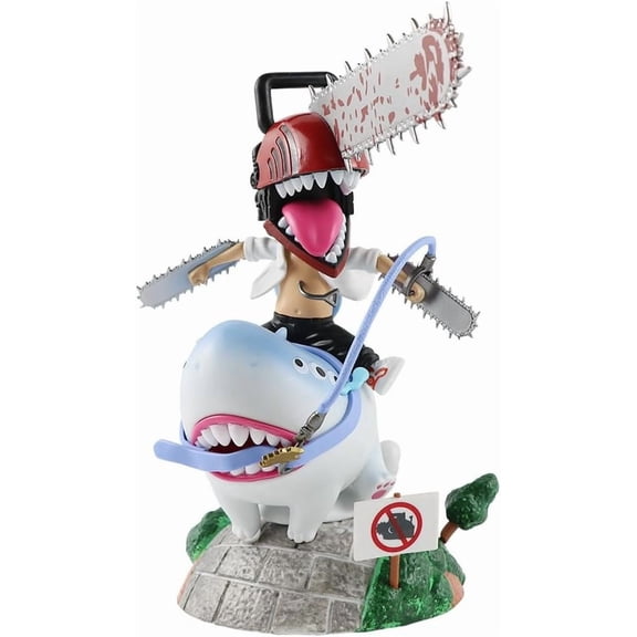 Chainsaw Man Figure, Fighting Shark Chainsaw Man Figurine 24cm/9.8inch Handmade PVC Anime Model Statue Collectible Craft Gift