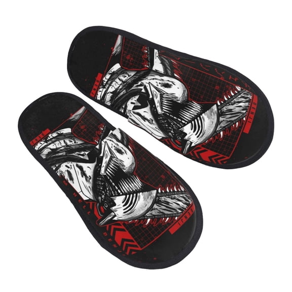 Chainsaw Man Furry Slippers For Men Women Fuzzy House Slippers Winter Anti-Slip Indoor And Outdoor Slip On Shoes Large