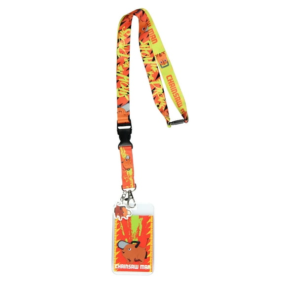 Chainsaw Man ID Lanyard Breakaway Badge Holder w/Character Card & Pochita Rubber Pendant Charm for Keys Keychain Wallet