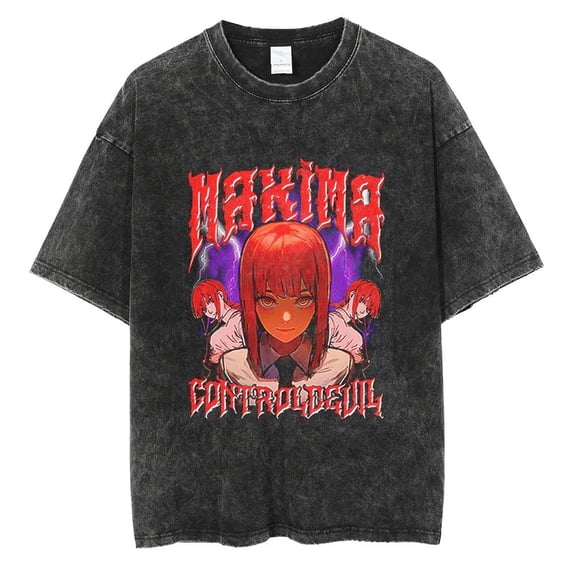 Chainsaw Man Men's Cotton Summer T-Shirts Vintage Tee Loose Fit Short Sleeve Casual Tshirts for Men Women 2XL